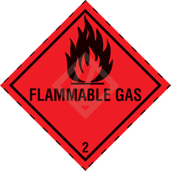Hazard Label Class 2.1, 250x250 mm, PVC-Folie, FLAMMABLE GAS